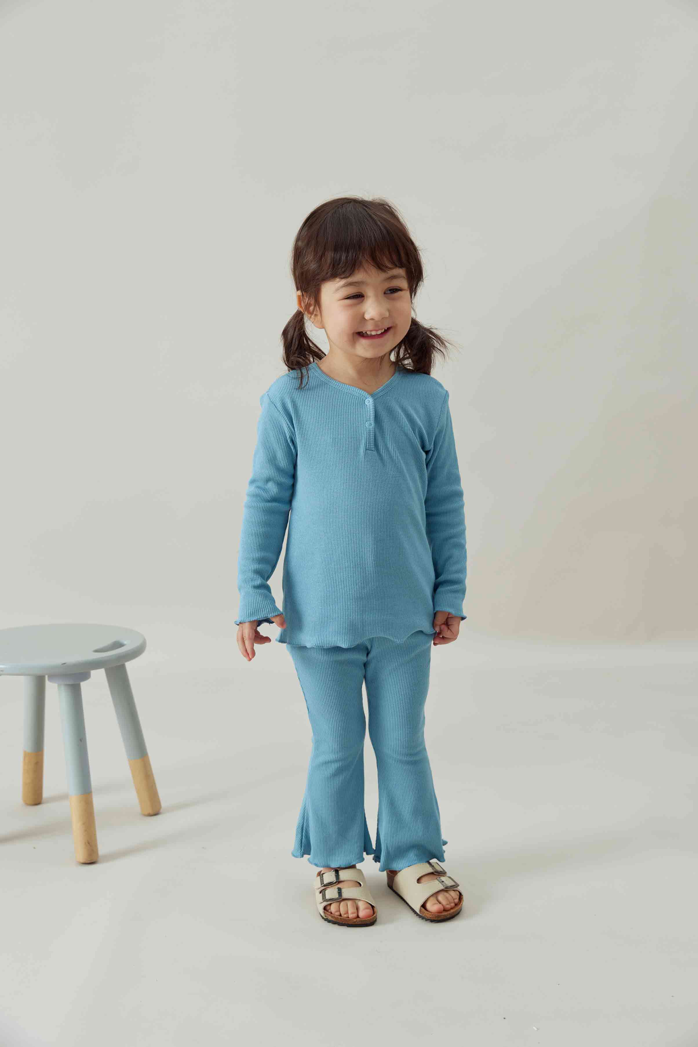 Girls Toddler Organic Bamboo Shirt-Delphinium Blue