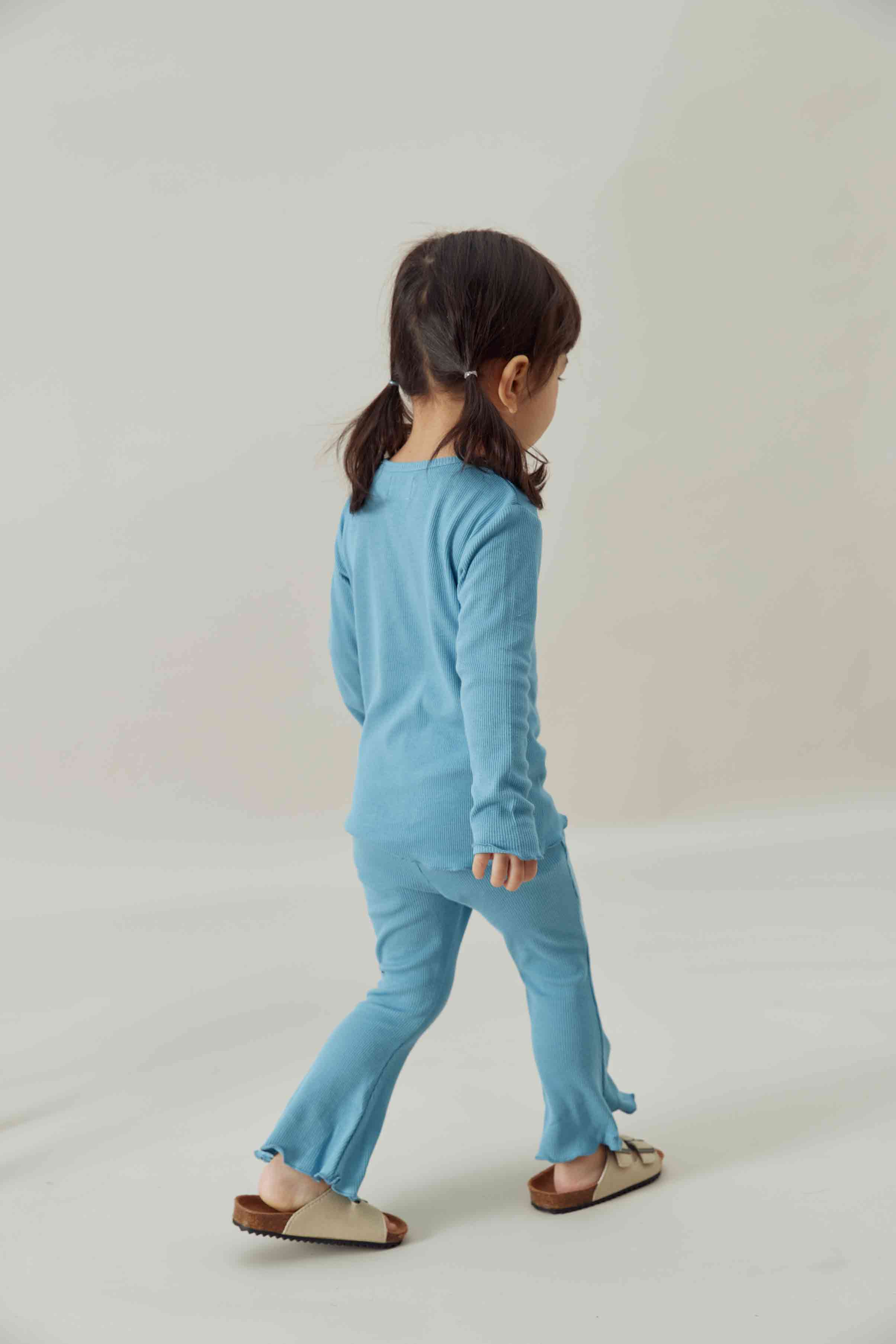 Girls Organic Bamboo Flared Pant-Delphinium Blue
