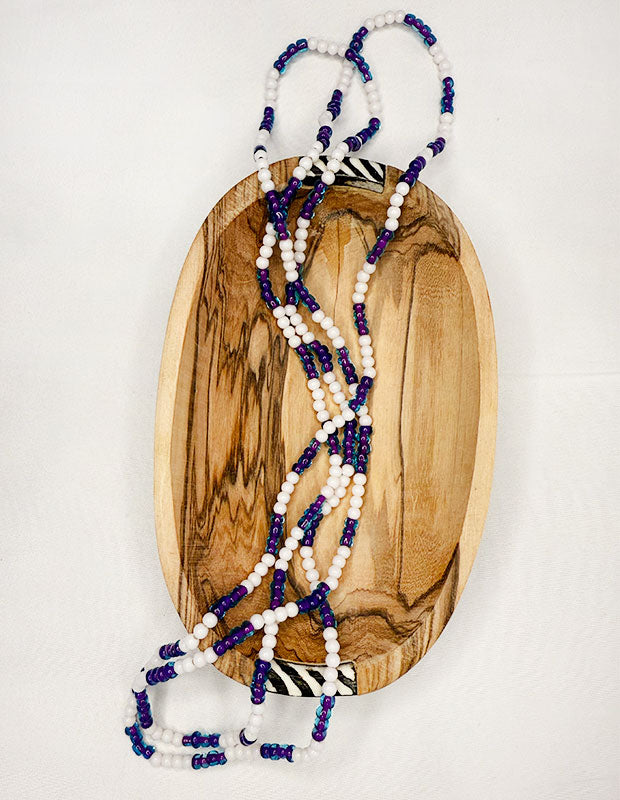 Kapenguria Beaded Necklace - Violet and White