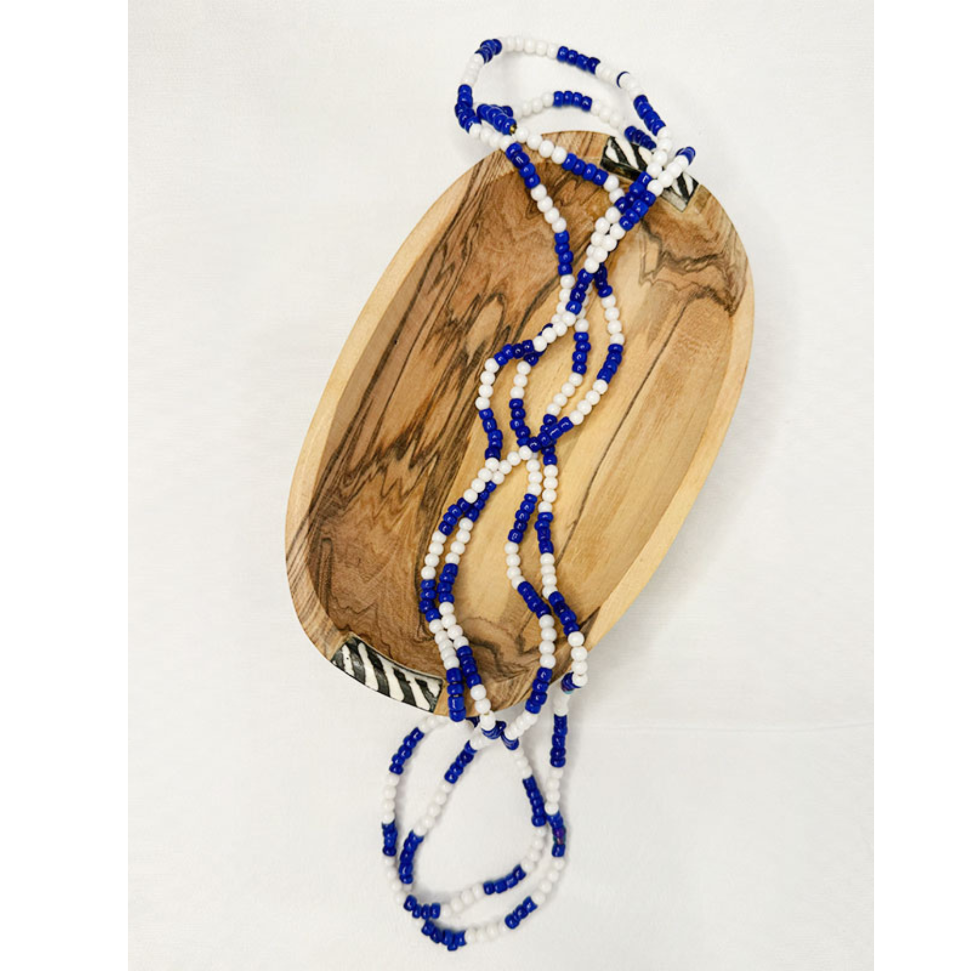 Kapenguria Beaded Necklace - Cobalt Blue and White