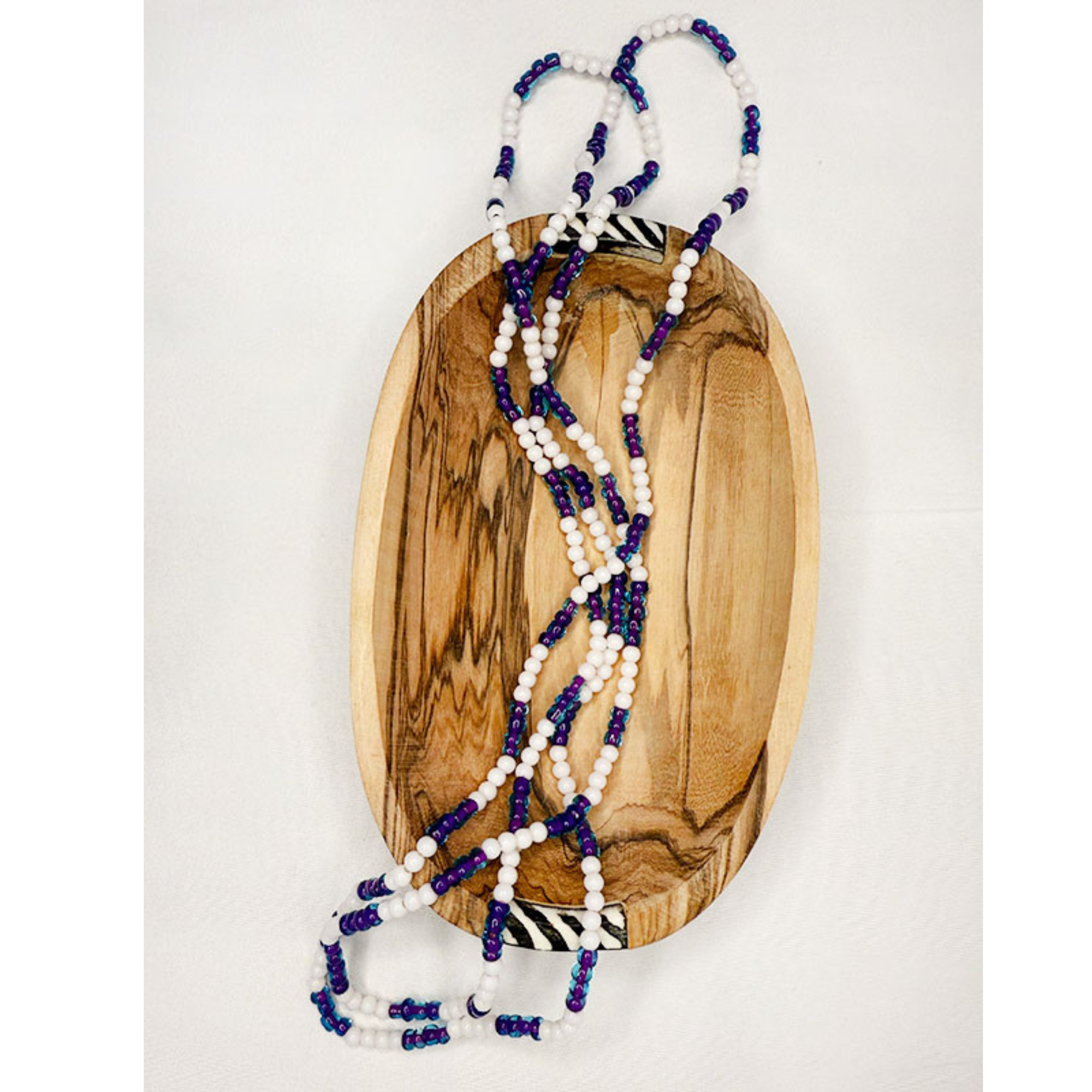 Kapenguria Beaded Necklace - Violet and White