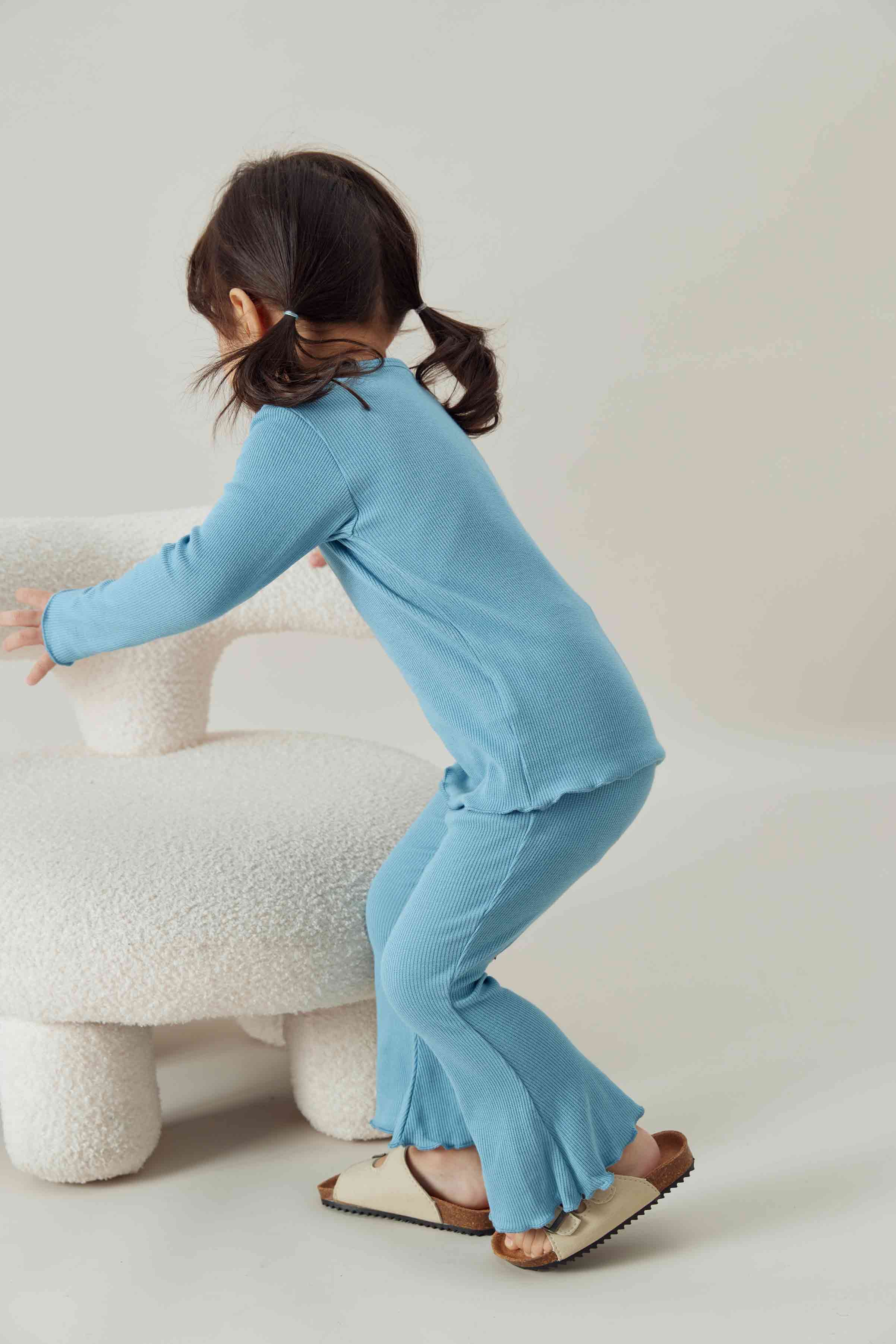 Girls Organic Bamboo Flared Pant-Delphinium Blue